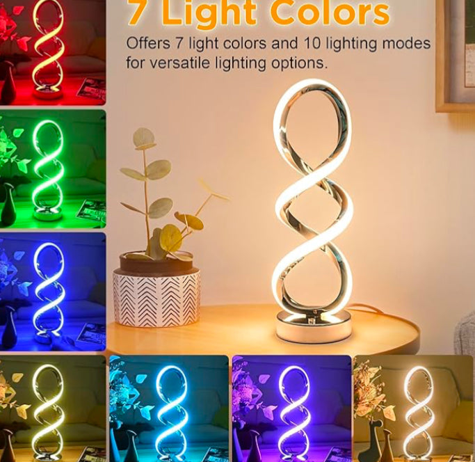 Modern Spiral LED Table Lamp - 7 Color Options