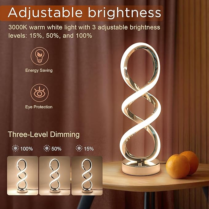 Modern Spiral LED Table Lamp - 7 Color Options